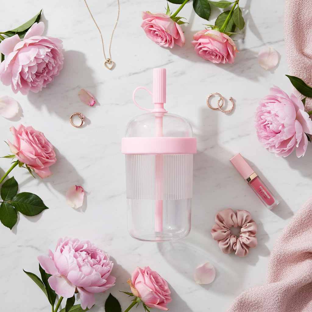Tumbler Rose Paille 540ml — Aesthetic | Lumaya
