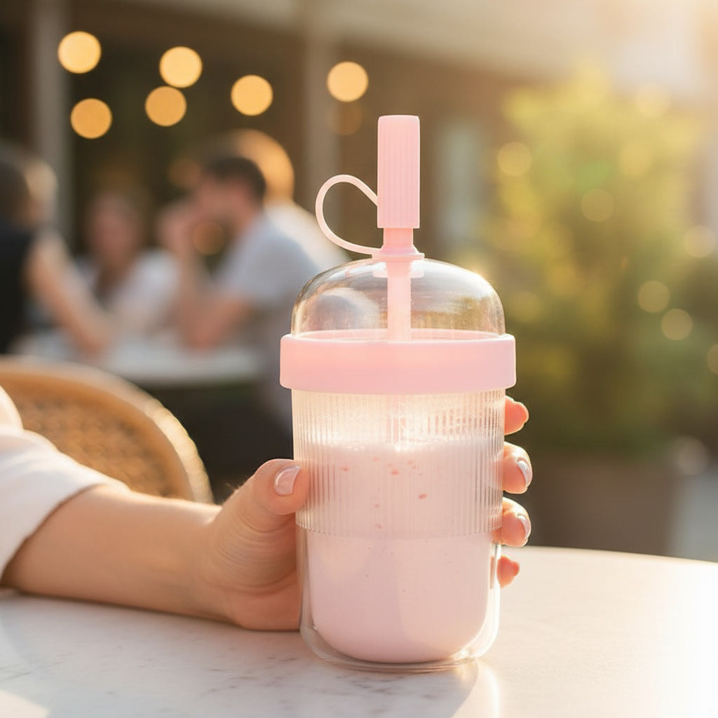 Tumbler Rose Paille 540ml — Aesthetic | Lumaya